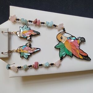 Lee Sands Parakeet Necklace Earring Set